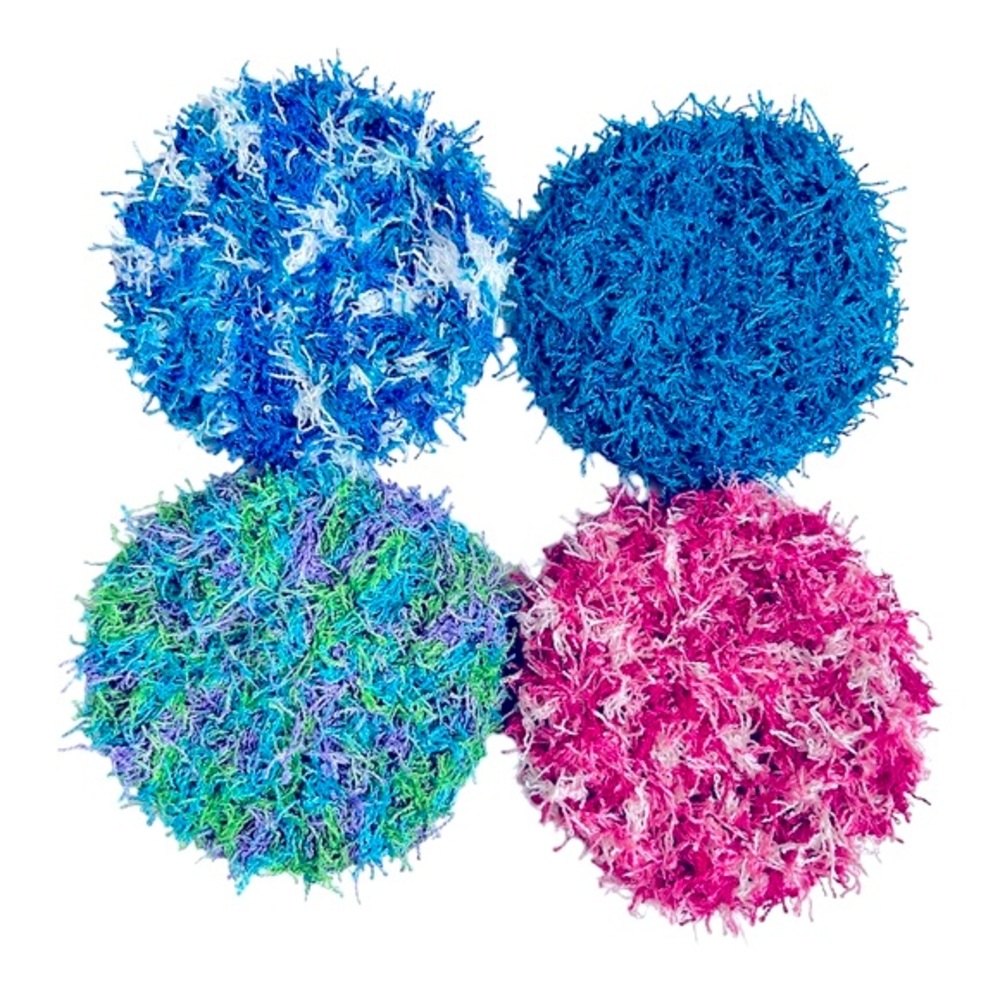 Hand Crafted Spa Exfoliating Four All Purpose Scrubbing Pads Crochet Polyester - Picture 6 of 11